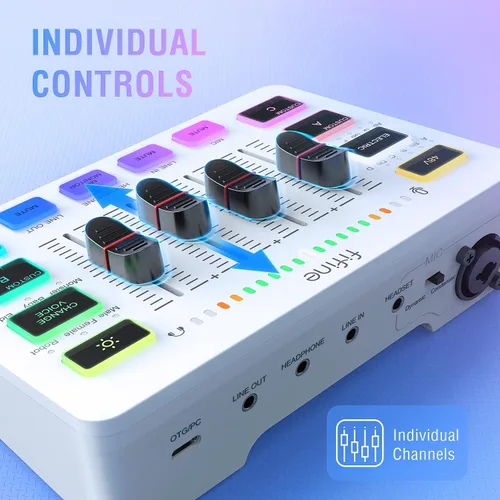 Vista 6 de FIFINE Kit de micrófono XLR/USB y mezclador de audio, juego de micrófono dinámico de transmisión para PC, con conector para auriculares, perilla