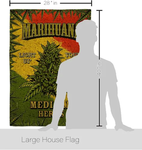 Vista 2 de Paquete de banderas de arpillera de marihuana para casa, diseño novedoso y moderno de apoyo a nuestras tropas, pancarta pequeña para jardín, patio