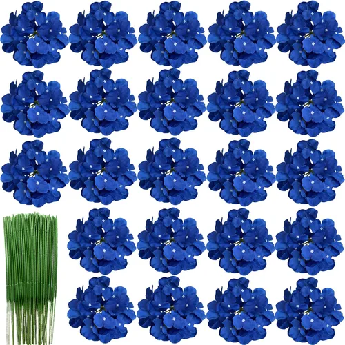 Vista 8 de HinyoCo - 28 flores artificiales de hortensias de seda, cabeza de hortensia de 7 pulgadas con tallo, utilizadas para decoración del hogar, boda Rosa