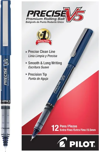 Vista 8 de Pilot, Precise V5, Bolígrafos de Tinta Líquida con Tapa de Bola Rodante, Punta Extra Fina 0.5 mm (0.020 in), Colores Surtidos, Paquete de 12