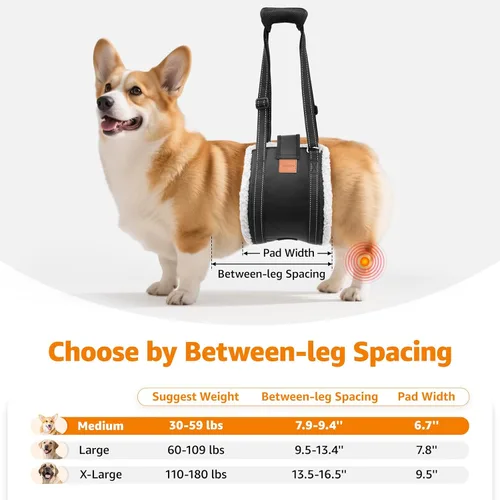 Vista 5 de LOOBANI Arnés de elevación para perros para patas traseras, arnés portátil para perros grandes, soporte para patas traseras, cómodo soporte