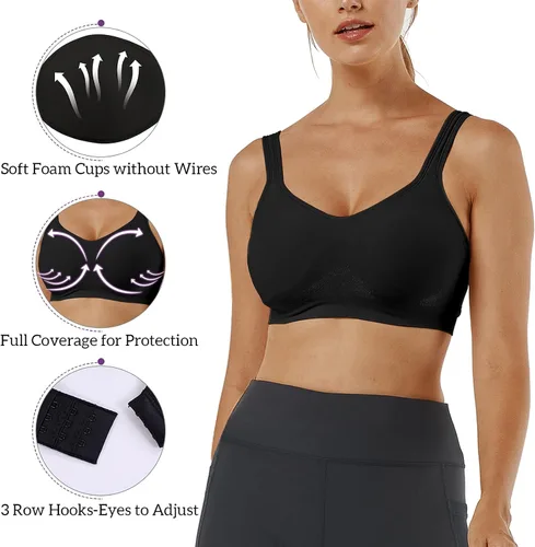 Vista 5 de Vertvie Bralette deportivo sin varillas para mujer, sin costuras, cobertura completa, talla grande, para dormir, yoga, entrenamiento, uso diario