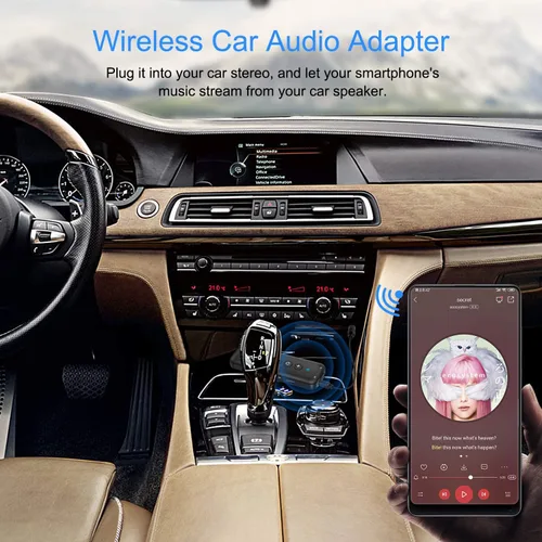 Vista 7 de Transmisor Bluetooth 5.3 3 en 1, receptor Bluetooth, adaptador inalámbrico, adaptador de audio Bluetooth con salida estéreo AUX de 0.138 pulgadas