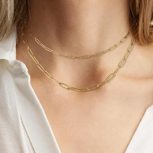 Vista 7 de Cadenas de collar de 16.4 pies para fabricación de joyas, cadenas de acero inoxidable chapadas en oro a granel para manualidades, collares