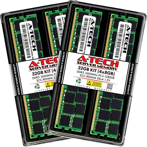 Vista 107 de A-Tech 4GB DDR3 1333MHz PC3-10600R ECC RDIMM 1Rx4 Rango único 1.5V Registrado DIMM 240-Pin Módulo de actualización de memoria RAM de servidor