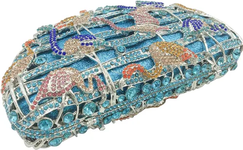 Vista 6 de Elegante flamenco embrague mujeres cristal noche monederos y bolsos lujo boda fiesta nupcial rhinestone bolsa