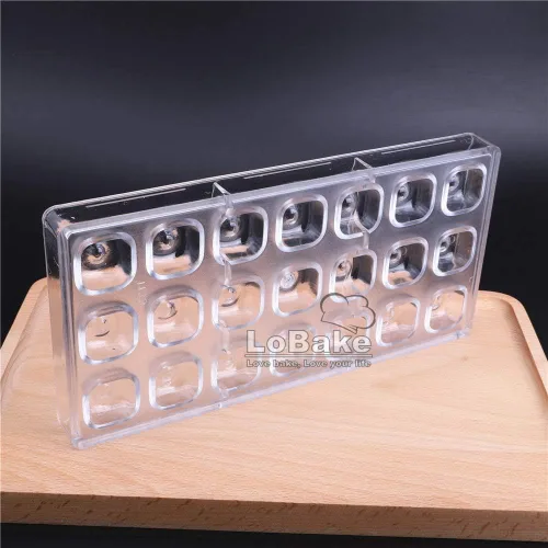 Vista 5 de 21 cavidades cóncavas forma de cubo cuadrado policarbonato PC molde de chocolate molde de cubitos de hielo chocolate dulces hacer moldes