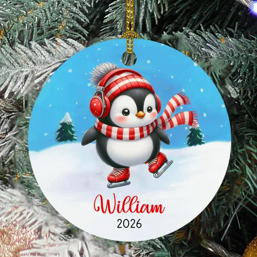 Vista 19 de Adorno de cristal de Navidad personalizado con nombre, muñeco de nieve personalizado para árbol de Navidad 2025, nuevo adorno de Navidad para bebé