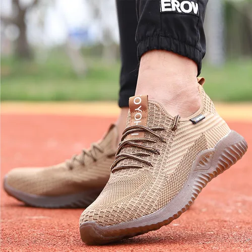 Vista 7 de SUADEX Zapatos con puntera de acero para hombres y mujeres, indestructibles, con puntera de acero, zapatillas ligeras de trabajo, seguridad, a