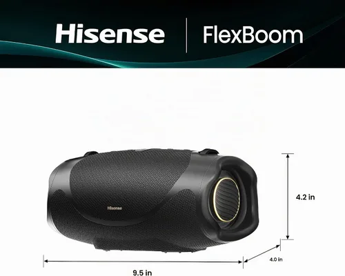 Vista 2 de Hisense FlexBoom - Altavoz Bluetooth portátil, IP67 impermeable, a prueba de polvo y golpes, hasta 80 W de gran sonido, Bluetooth 6.0, Auracast, TWS