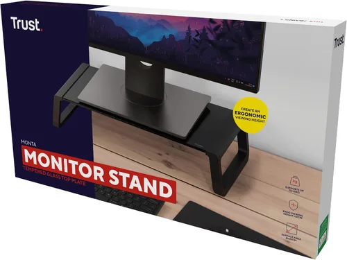 Vista 7 de Trust Monta 25271 - Soporte de pantalla de cristal templado para PC, 16.1 x 8.7 x 3.9 in, soporte ergonómico para monitor de escritorio, organizador