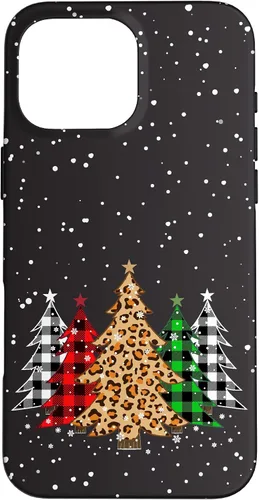 Vista 19 de Funda con diseño de árboles de Navidad con estampado de leopardo y cuadros para iPhone 16