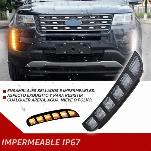 Vista 5 de para 2016 2017 2018 2019 Ford Explorer luces antiniebla de circulación diurna DRL de parachoques delantero lámpara de señal de giro secuencial