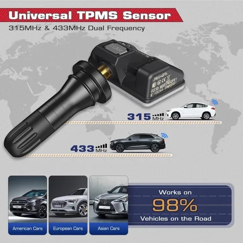 Vista 3 de Autel TPMS MX Sensor 315 433Mhz 2 en 1 Sensores de llantas, nivel OE, Press-Release universal, 100% programable por TPMS Tool TS408S TS501 PRO
