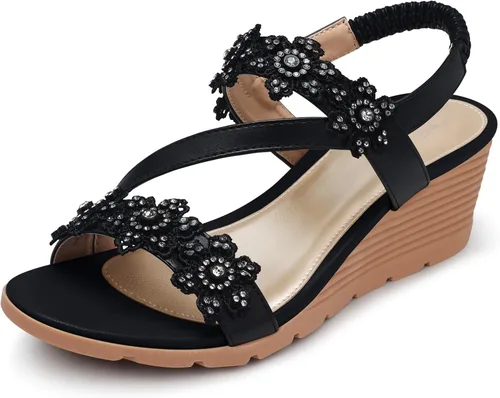 Vista 9 de SHIBEVER Womens Wedge Sandals: Well-Cushioned and Support for Comfortable Beige