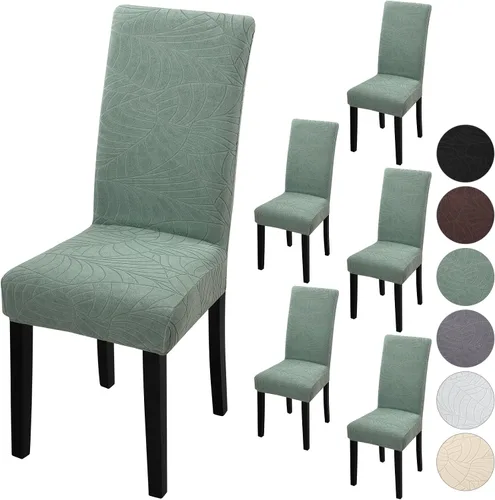Vista 4 de Fuloon Paquete de 4 Fundas Protectoras para Asientos de Sillas de Comedor Super Ajustadas Elásticas Extraíbles Lavables Cortas para Hotel, Comedor