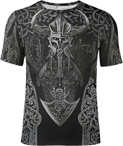 Vista 16 de GLUDEAR Camiseta Vikings para hombre, novedad con estampado 3D de mitología nórdica Aurora Galaxy Life Tree