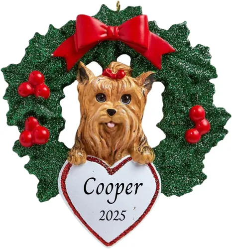 Vista 19 de Adornos personalizados para árbol de Navidad 2025 para mascotas, Chihuahua con corona, recuerdo para los amantes de los perros de los cachorros