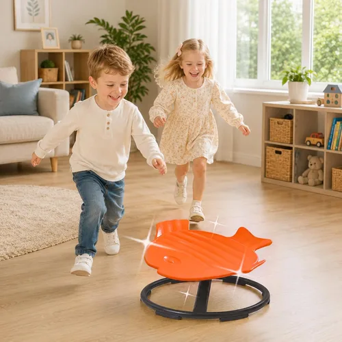 Vista 2 de Silla giratoria sensorial para autismo para niños autistas, color Naranja