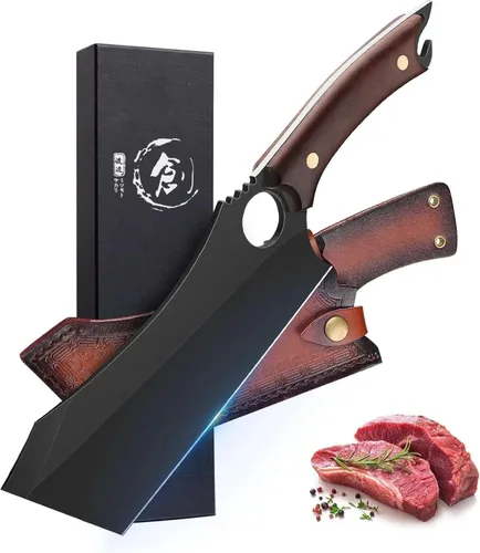 Vista 9 de Dream Reach Cuchillo Cuchilla de Carnicero de Servicio Pesado Cortador de Huesos de Acero Inoxidable Hacha de Carnicero Forjada a Mano Cuchillo