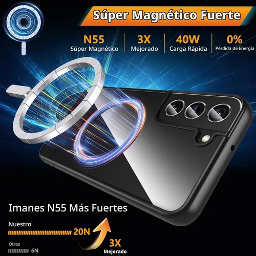 Vista 3 de Hensinple Funda Magnética para Samsung Galaxy S22, Funda para Teléfono Galaxy S22 [Compatible con MagSafe], Cubierta Magnética Transparente