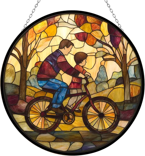 Vista 8 de Guante de béisbol bohemio para el día del padre, picnic, vitral, atrapasoles para colgar en la ventana, adornos de Navidad góticos de dragón