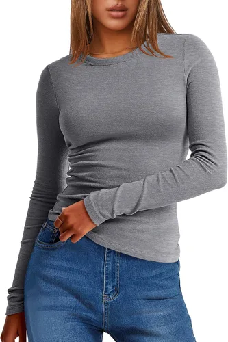 Vista 21 de ANRABESS Camisetas térmicas de manga larga para mujer, ajustadas, básicas, de forro polar, para otoño e invierno 2025 Negro