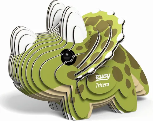 Vista 4 de EUGY Rompecabezas de papel 3D ecológico Tricera 006 [nuevo sello]