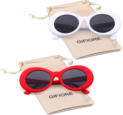 Vista 7 de Anteojos de sol con marco ovalado grueso, estilo retro, con lentes redondos.