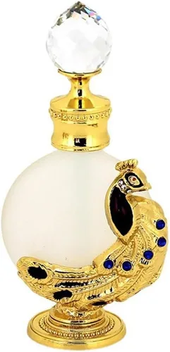 Vista 14 de 1 botella de perfume de metal antiguo de 3/0.5 fl oz de estilo árabe aceites esenciales con gotero (color : B 0.5 fl oz)