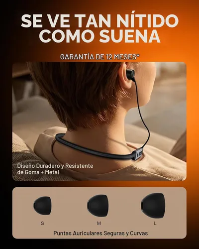 Vista 6 de Auriculares Bluetooth con banda para el cuello con auriculares inalámbricos