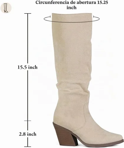 Vista 5 de Putu Botas altas hasta la rodilla para mujer, botas altas de gamuza Beige