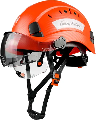 Vista 10 de SAFEBUILDER Casco de seguridad de construcción con visera incorporada Casco duro ABS con visera Ventilación ajustable Casco de trabajo Protección