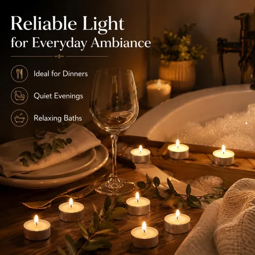 Vista 5 de Tealight Candles - Velas de té sin perfume, mini velas votivas con mecha de algodón para decorar el hogar, piscina, shabat, boda, emergencias, Blanco