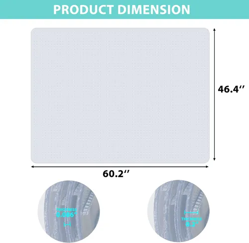 Vista 7 de Super Deal Tapete mejorado para silla de oficina de 46 x 60 pulgadas para suelo de alfombra, protector de suelo alfombrado antideslizante debajo