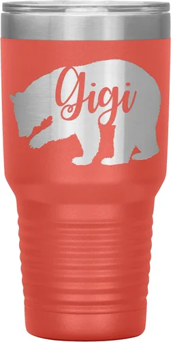 Vista 5 de Gigi Bear Tumbler - 30oz Engraved Stainless Steel Cup - Black