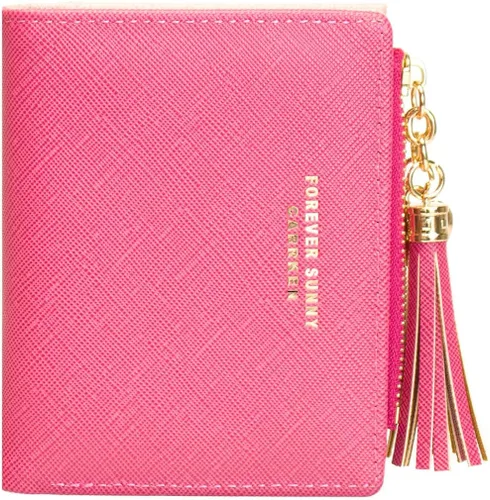 Vista 3 de Cartera pequeña para mujer con bolsillo para monedas, plegable, delgada, con cremallera
