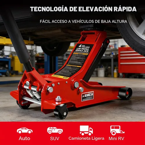 Vista 6 de BIG RED AT84007R Torin - Gato hidráulico de bajo perfil de servicio/piso con bomba de elevación rápida de doble pistón, capacidad de 4 toneladas