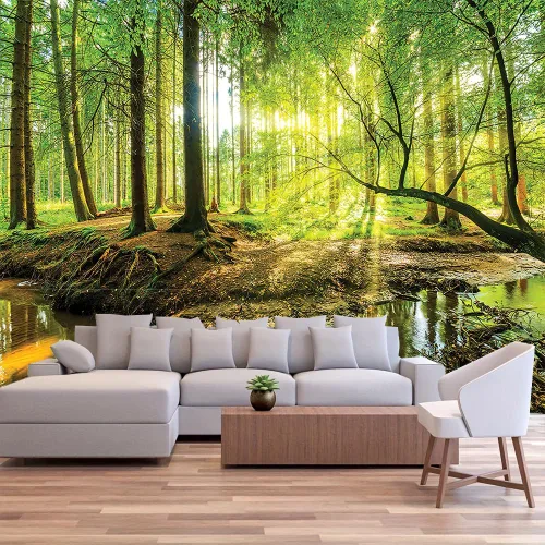 Vista 17 de FENDROM Tapiz de hojas de loto de naturaleza, tapiz de plantas, paisaje natural verde, para colgar en la pared, arte de pared 3D para dormitorio