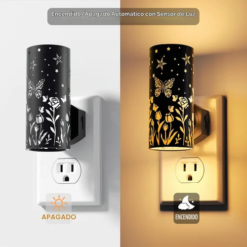Vista 2 de Luces nocturnas LED enchufables a la pared, paquete de 2 luces nocturnas brillantes de 3000 K, del atardecer al amanecer, regulables de 0 a 100