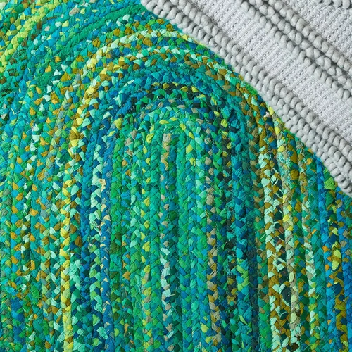 Vista 7 de SAFAVIEH - Colección Trenzada Alfombra de área - 5' x 8' Ovalada, Verde, Algodón Reversible Hecho a Mano de Cabaña de Campo, Ideal para Áreas