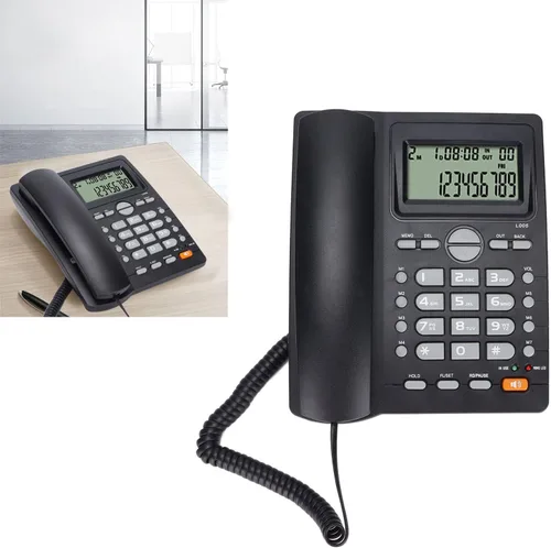 Vista 3 de Teléfono fijo con cable con pantalla LCD, identificación de llamadas, función de silencio, redireccionamiento de escritorio, teléfonos con cable