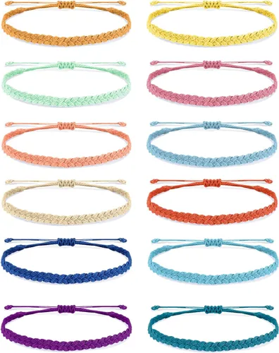 Vista 10 de Brazaletes impermeables de cuerda, para verano, con ola, brazalete para amistad, hecho a mano, para niña A-16 pulseras de cuerda