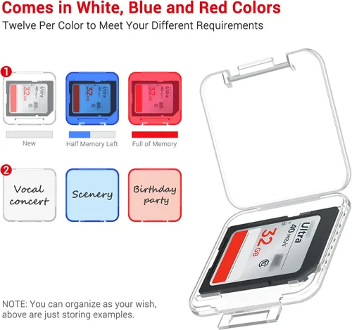 Vista 7 de Funda para tarjetas SD de 36 ranuras con 36 fundas individuales de plástico transparente para 36 tarjetas SD SDXC SDHC, resistente al agua