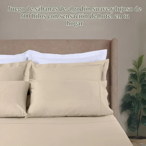 Vista 2 de Threadmill - Sábanas de algodón de lujo para hotel, tamaño King, 100% algodón, 500 hilos con bolsillo profundo, ajuste cómodo, suaves y frescas