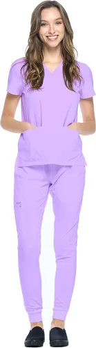 Vista 16 de Dagacci Medical Uniform® Women's V-Neck Jogger Scrubs Negro