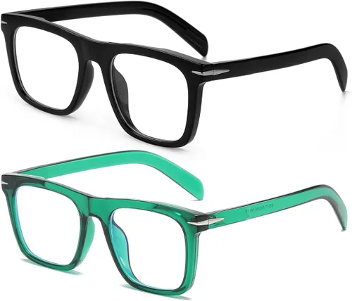 Vista 12 de Gafas de bloqueo de luz azul de moda con marco cuadrado para hombres y mujeres, gafas de computadora sin receta, 01 Negro