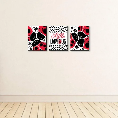 Vista 3 de Big Dot of Happiness Happy Little Ladybug - Arte de pared para guardería y decoración de habitación de niños, ideas de regalo, 7.5 x 10 pulgadas