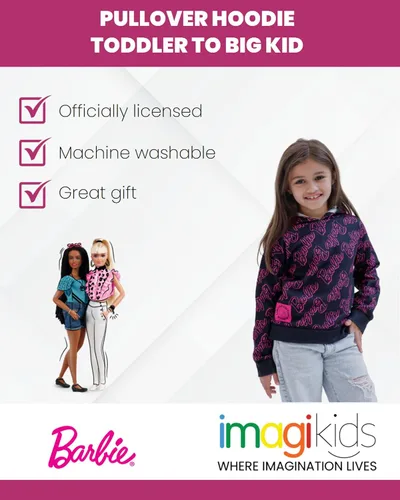 Vista 2 de Barbie Sudadera con capucha de forro polar para niñas pequeñas y grandes