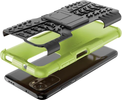 Vista 5 de Asuwish Funda de teléfono para Xiaomi Redmi Note 10/10S 4G con protector de pantalla de vidrio templado y soporte delgado híbrido resistente
